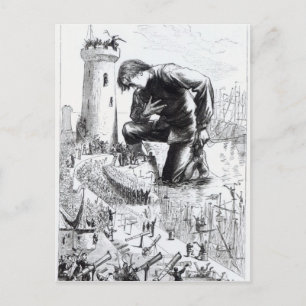 Cartão Postal Ilustração da Viagem de Gulliver