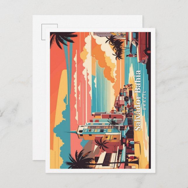 Cartão Postal Ilustração da Viagem de Pop de Arte Salvador Bahia (Frente/Verso)