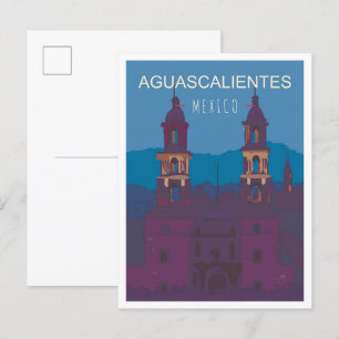Cartão Postal Ilustração da Viagens vintage Aguascalientes Méxic