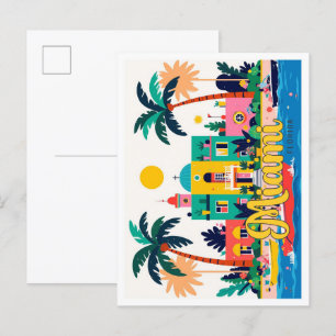 Cartão Postal Ilustração da Viagens vintage de Abstrato da Miami