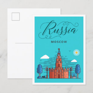 Cartão Postal Ilustração da Viagens vintage de Arte da Rússia em
