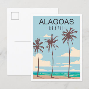 Cartão Postal Ilustração da Viagens vintage de Arte de Alagoas B