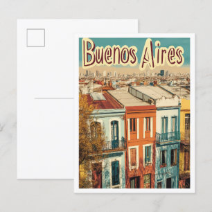 Cartão Postal Ilustração da Viagens vintage de Arte de Buenos Ai