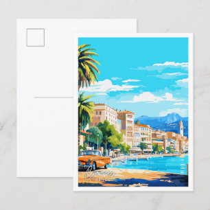 Cartão Postal Ilustração da viagens vintage de Arte de Cannes Fr