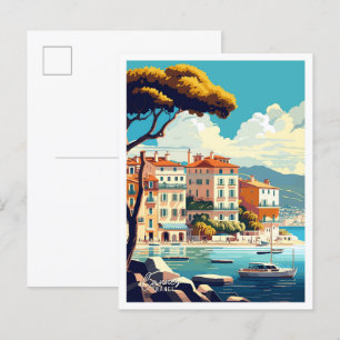 Cartão Postal Ilustração da Viagens vintage de Arte de Cannes Fr