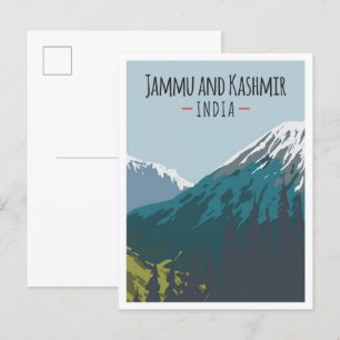 Cartão Postal Ilustração da Viagens vintage de Arte de Jammu e C