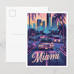 Cartão Postal Ilustração da Viagens vintage de Arte de Miami Flo