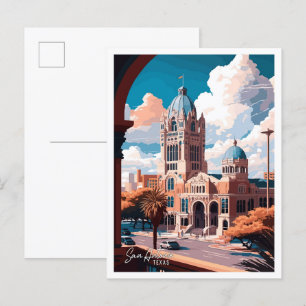 Cartão Postal Ilustração da Viagens vintage de Arte de San Anton