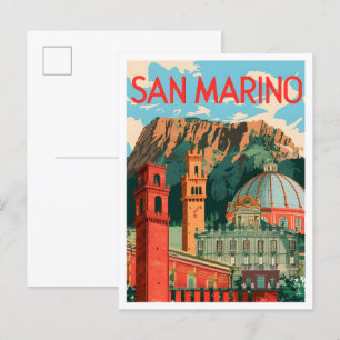 Cartão Postal Ilustração da Viagens vintage de Arte de São Marin