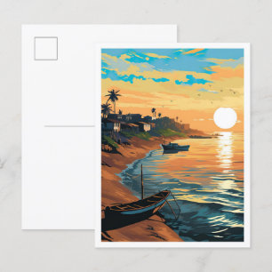 Cartão Postal Ilustração da Viagens vintage de arte do Benin Por