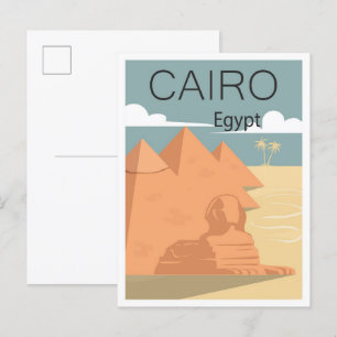 Cartão Postal Ilustração da Viagens vintage de Arte do Cairo Egy