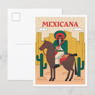 Cartão Postal Ilustração da Viagens vintage de Arte do México