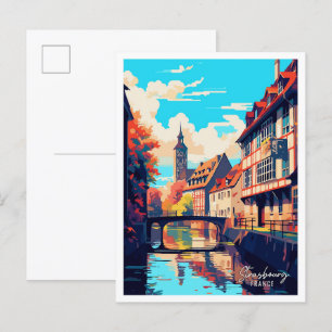 Cartão Postal Ilustração da Viagens vintage de Arte em Estrasbur