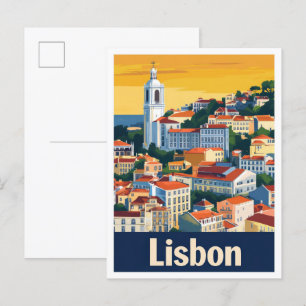 Cartão Postal Ilustração da Viagens vintage de Arte em Portugal