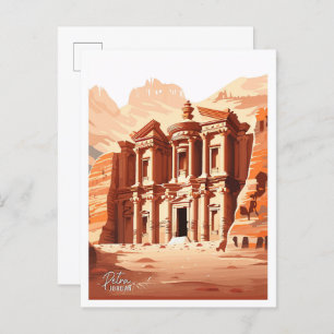 Cartão Postal Ilustração da Viagens vintage de arte Petra Jordan
