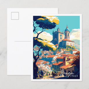 Cartão Postal Ilustração da viagens vintage de Braga Itália