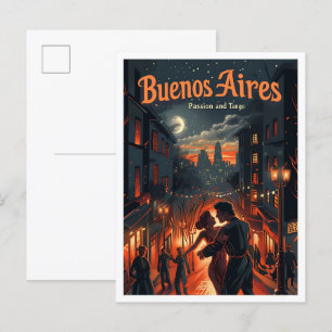 Cartão Postal Ilustração da Viagens vintage de Buenos Aires na A