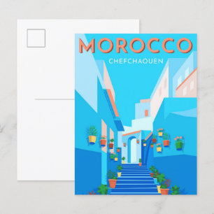 Cartão Postal Ilustração da Viagens vintage de Chefchaouen Marro