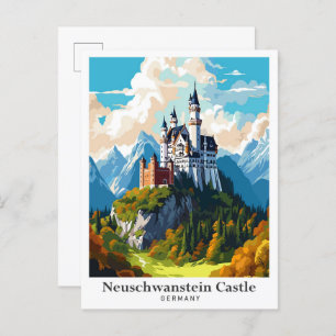 Cartão Postal Ilustração da Viagens vintage do Castelo Neuschwan