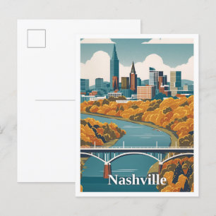 Cartão Postal Ilustração da Viagens vintage do Tennessee em Nash
