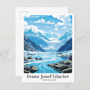 Cartão Postal Ilustração da Viagens vintage Franz Josef Glacier