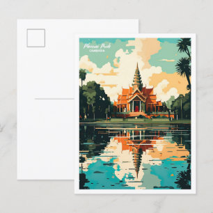 Cartão Postal Ilustração da Viagens vintage Phnom Penh no Camboj