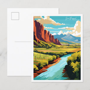 Cartão Postal Ilustração da viagens vintage San Rafael Argentina