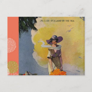 Cartão Postal Ilustração Da Vintage Dos Anos 1900: Pelo Mar