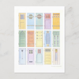 Cartão Postal Ilustração das Portas de Arte Vintage Nouveau