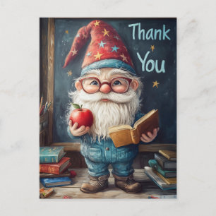 Cartão Postal Ilustração de Agradecimento - Professor Gnomo Fofo