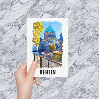 Cartão Postal Ilustração de Aquarela Berliner Dom