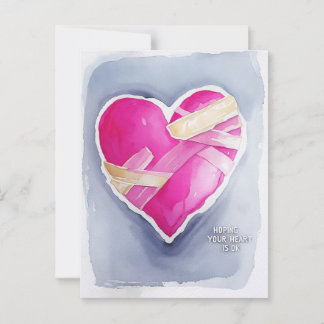 Cartão Postal Ilustração de Aquarela de Coração Rosa Mencionada 