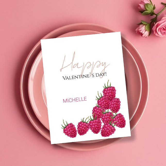 Cartão Postal Ilustração de Aquarela Framboesa Personalizada (Criador carregado)