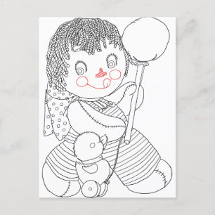 Cartão Postal Ilustração de arte desenhada à mão de um patinho b