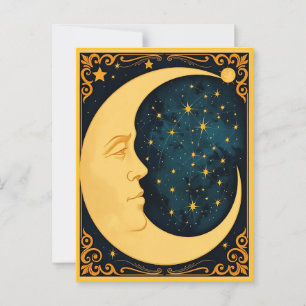 Cartão Postal Ilustração de Arte Nouveau Moon