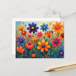 Cartão Postal Ilustração de Arte Popular Floral
