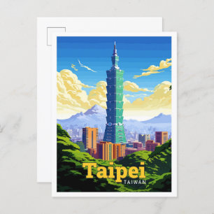Cartão Postal Ilustração de arte Viagem de Taiwan em Taipei