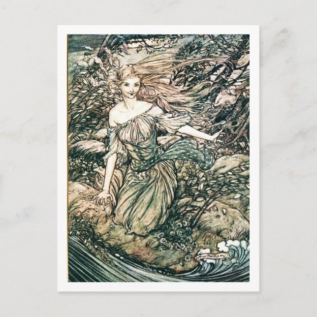 Cartão Postal Ilustração de Arthur Rackham Undine (Frente)