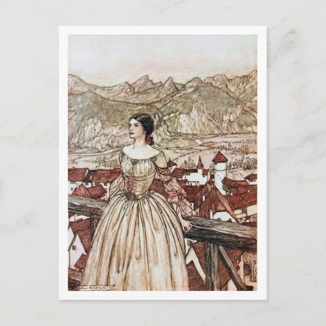 Cartão Postal Ilustração de Arthur Rackham Undine (Frente)