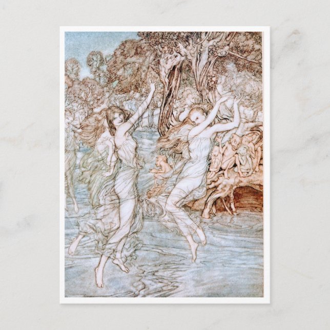 Cartão Postal Ilustração de Arthur Rackham Water Nymph (Frente)