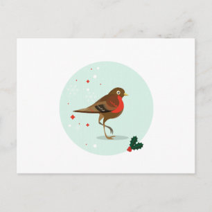 Cartão Postal Ilustração de aves - Cores de inverno