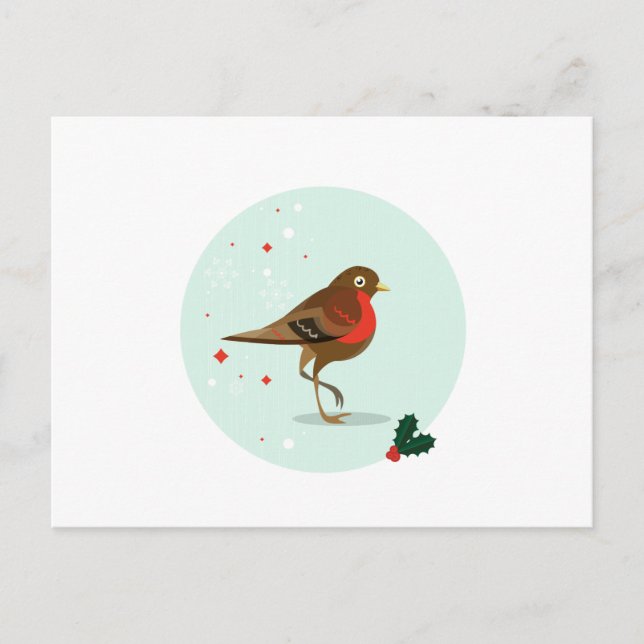 Cartão Postal Ilustração de aves - Cores de inverno (Frente)