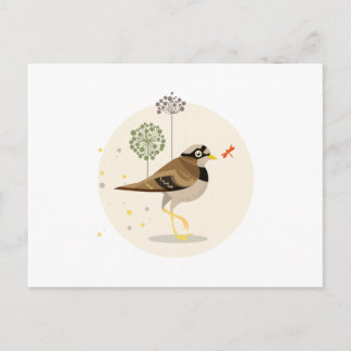 Cartão Postal Ilustração de aves - Cores de Verão