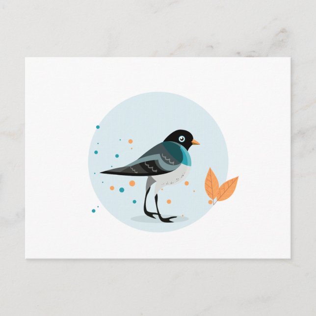 Cartão Postal Ilustração de aves - Cores do outono (Frente)