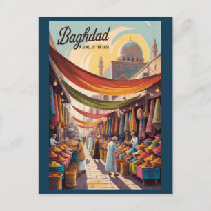 Cartão Postal Ilustração de Bagdá Iraque Viagem Arte Vintage