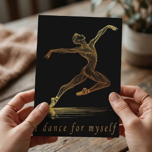 Cartão Postal Ilustração de Bailarina do Ballet Dourado: Graça e