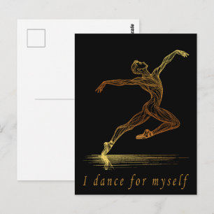 Cartão Postal Ilustração de Bailarina do Ballet Dourado: Graça e