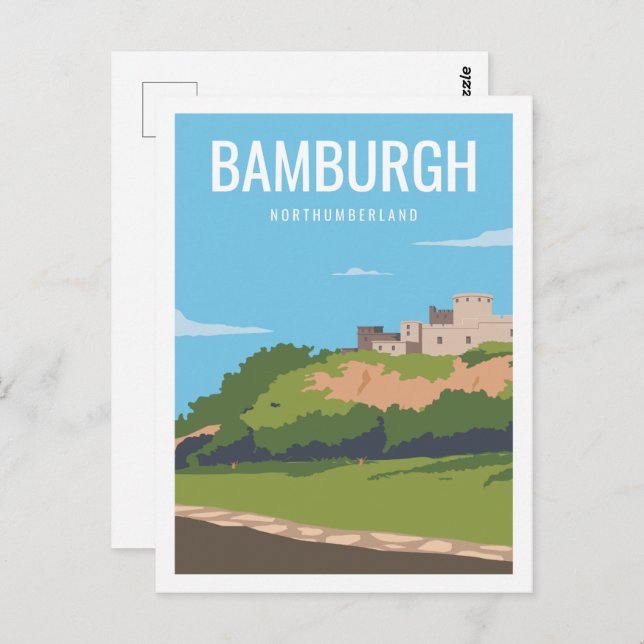 Cartão Postal Ilustração de Bamburg Northumberland Viagem Place (Frente/Verso)