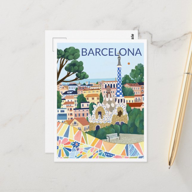 Cartão Postal Ilustração de Barcelona (Frente/Verso In Situ)