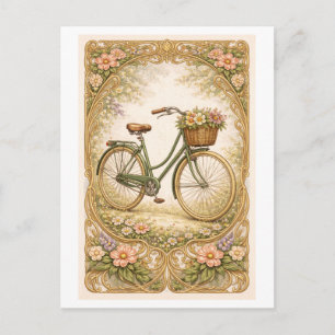 Cartão Postal Ilustração de Bicicleta em Estilo Vintage